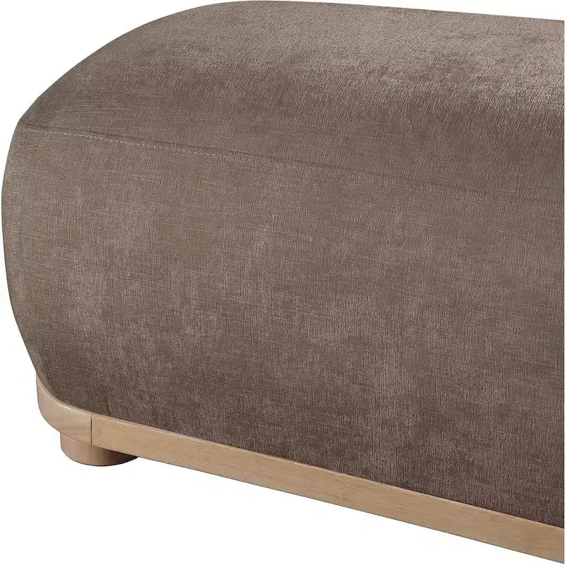 Chenille Fabric Upholstered Bench, Mid-Century Modern Style, 60"W