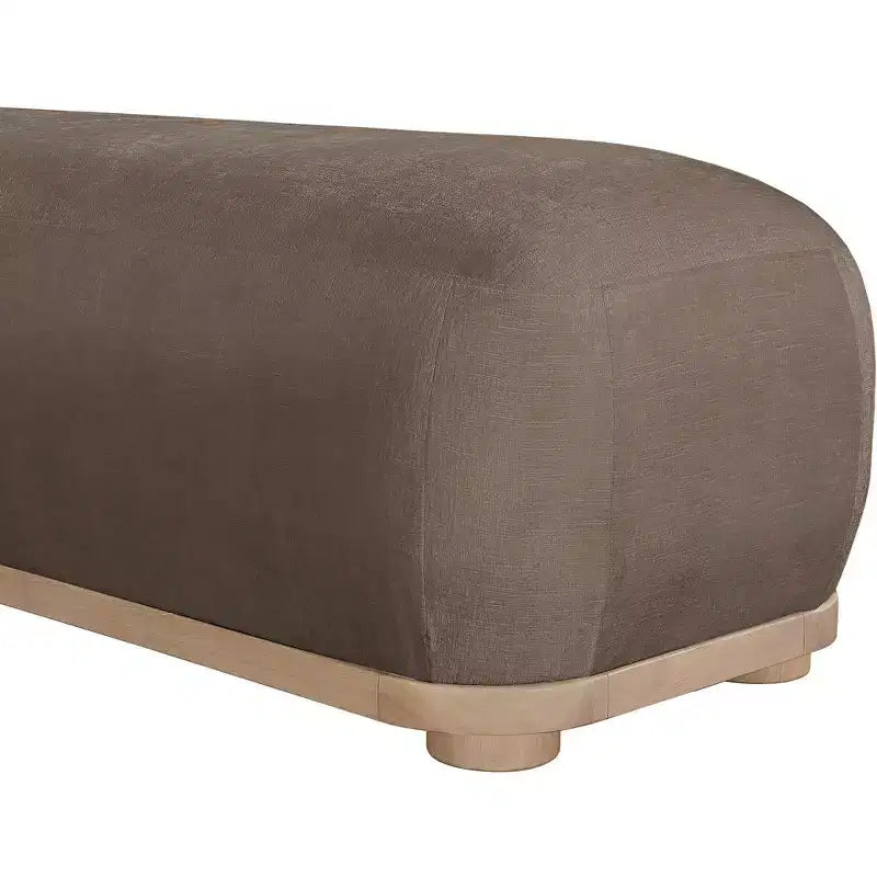 Chenille Fabric Upholstered Bench, Mid-Century Modern Style, 60"W