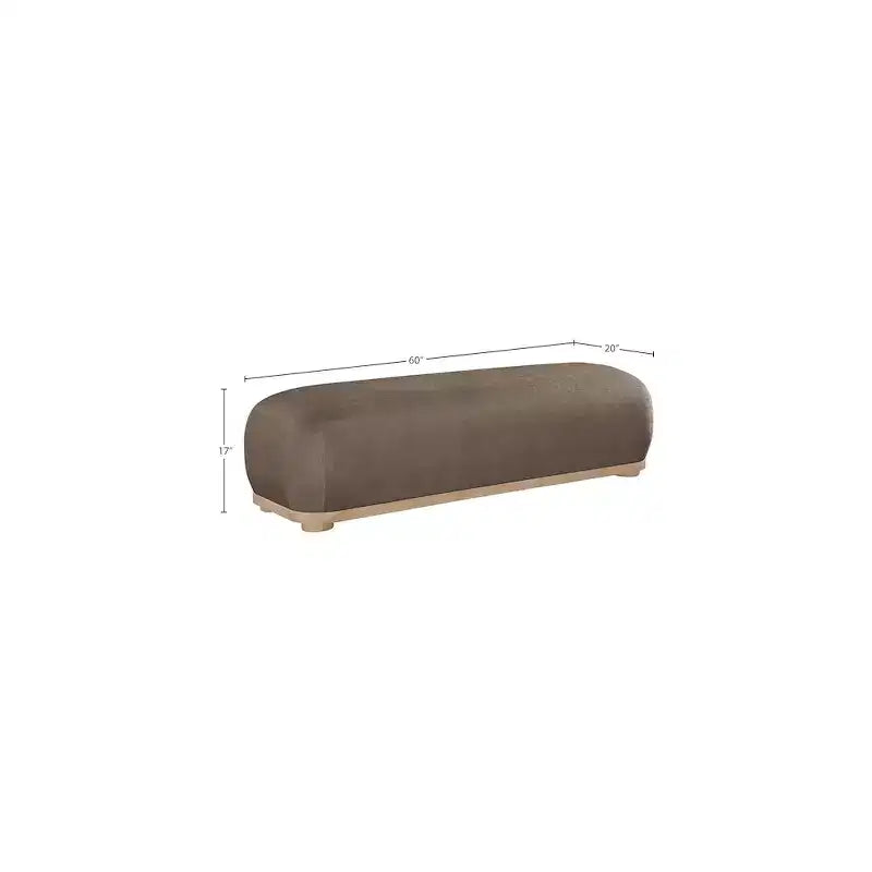 Chenille Fabric Upholstered Bench, Mid-Century Modern Style, 60"W