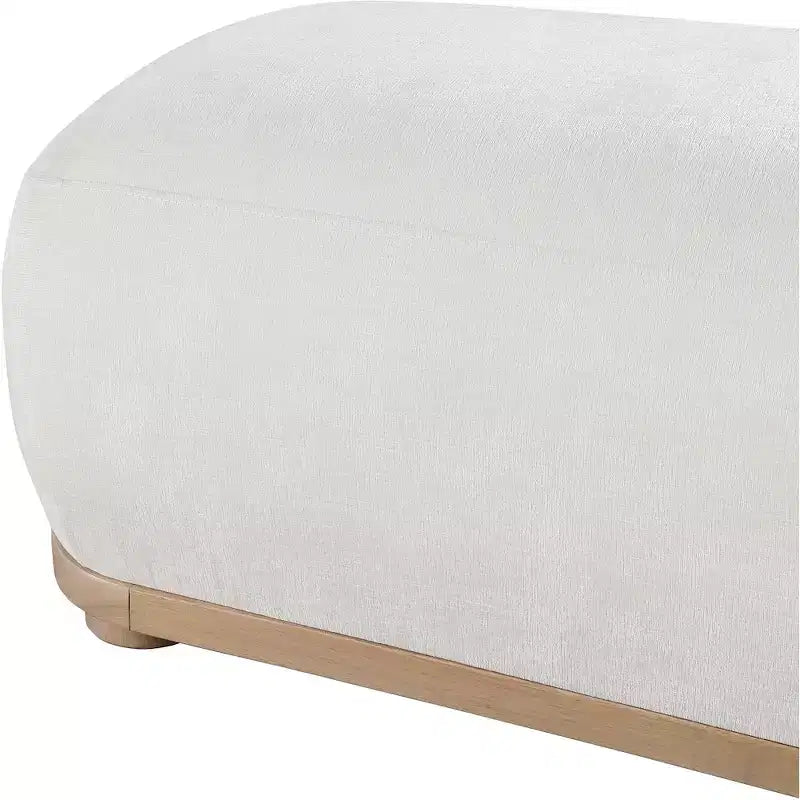 Chenille Fabric Upholstered Bench, Mid-Century Modern Style, 60"W