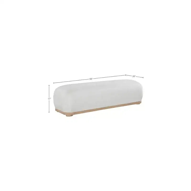 Chenille Fabric Upholstered Bench, Mid-Century Modern Style, 60"W