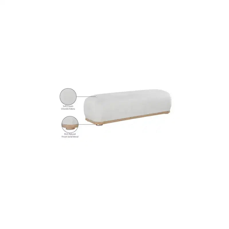 Chenille Fabric Upholstered Bench, Mid-Century Modern Style, 60"W