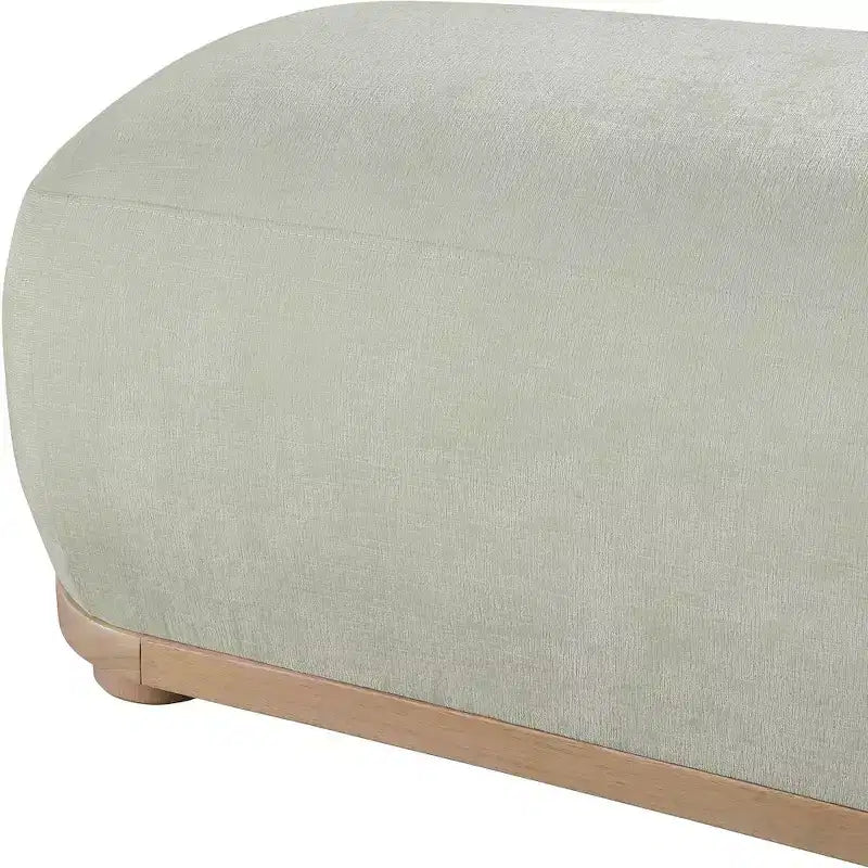 Chenille Fabric Upholstered Bench, Mid-Century Modern Style, 60"W