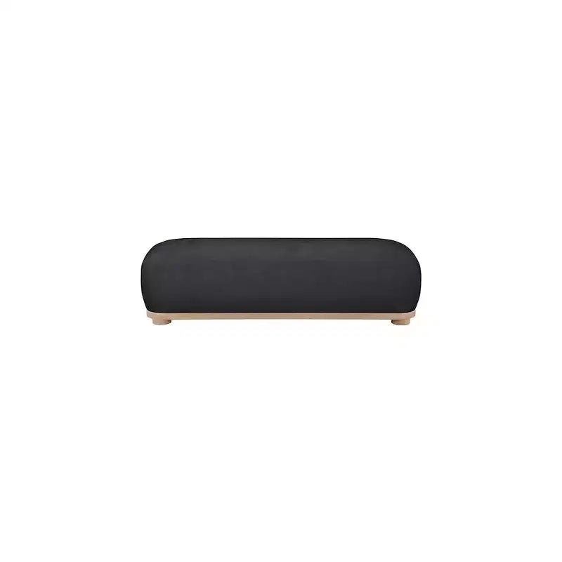 Chenille Fabric Upholstered Bench, Mid-Century Modern Style, 60"W