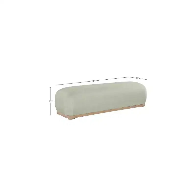 Chenille Fabric Upholstered Bench, Mid-Century Modern Style, 60"W