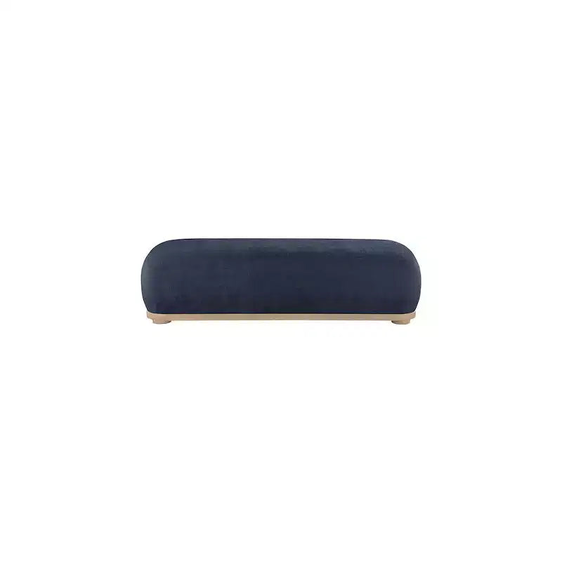 Chenille Fabric Upholstered Bench, Mid-Century Modern Style, 60"W