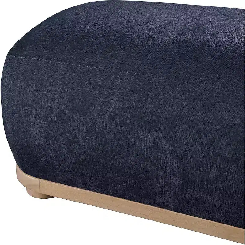 Chenille Fabric Upholstered Bench, Mid-Century Modern Style, 60"W