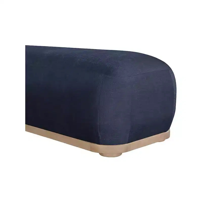 Chenille Fabric Upholstered Bench, Mid-Century Modern Style, 60"W