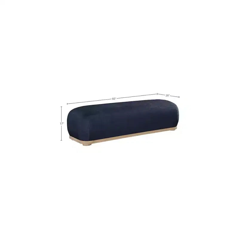 Chenille Fabric Upholstered Bench, Mid-Century Modern Style, 60"W