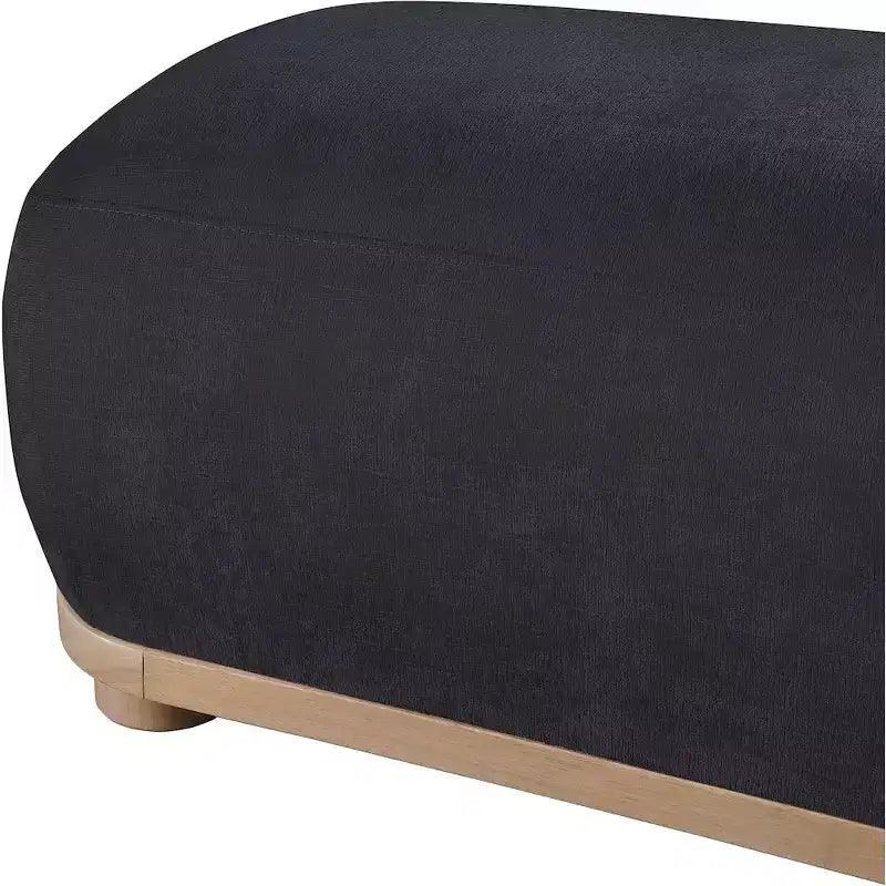Chenille Fabric Upholstered Bench, Mid-Century Modern Style, 60"W