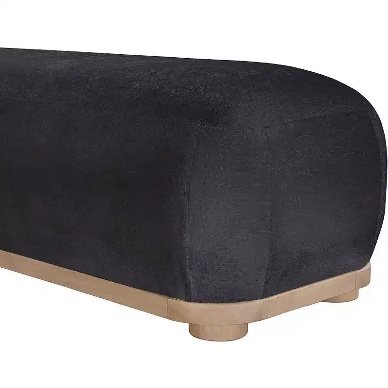 Chenille Fabric Upholstered Bench, Mid-Century Modern Style, 60"W