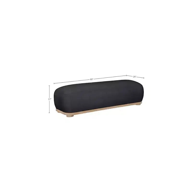 Chenille Fabric Upholstered Bench, Mid-Century Modern Style, 60"W
