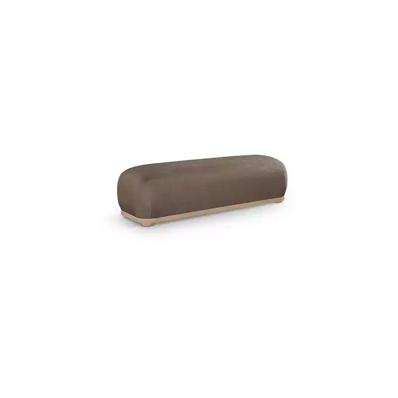Chenille Fabric Upholstered Bench, Mid-Century Modern Style, 60"W
