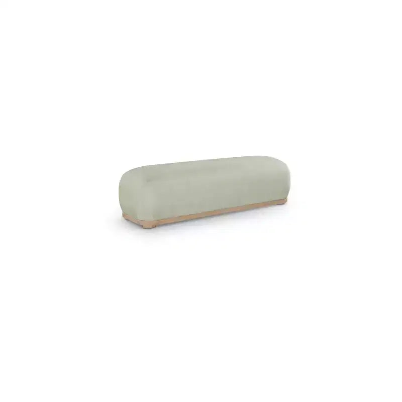 Chenille Fabric Upholstered Bench, Mid-Century Modern Style, 60"W
