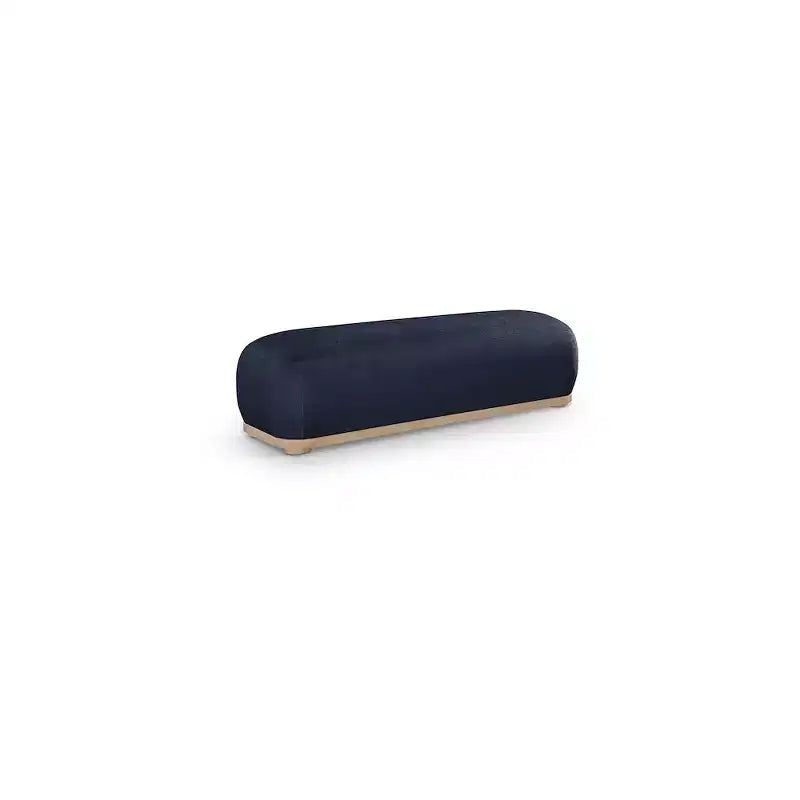 Chenille Fabric Upholstered Bench, Mid-Century Modern Style, 60"W