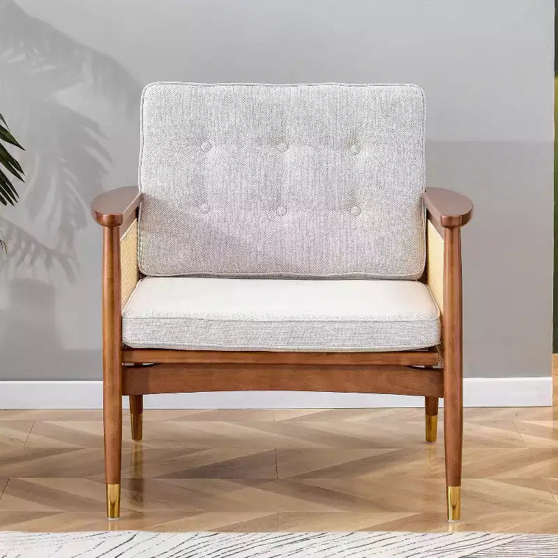 Rattan Accent Chair, Single Seat with Cushion for Living Room, Bedroom, Reading Nook