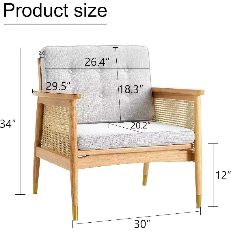 Rattan Accent Chair, Single Seat with Cushion for Living Room, Bedroom, Reading Nook