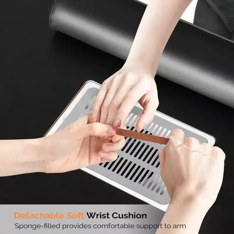 42.5" White MDF 3-Drawer Manicure Table Nail Desk with Open Side Cabinet and Electric Dust Collector