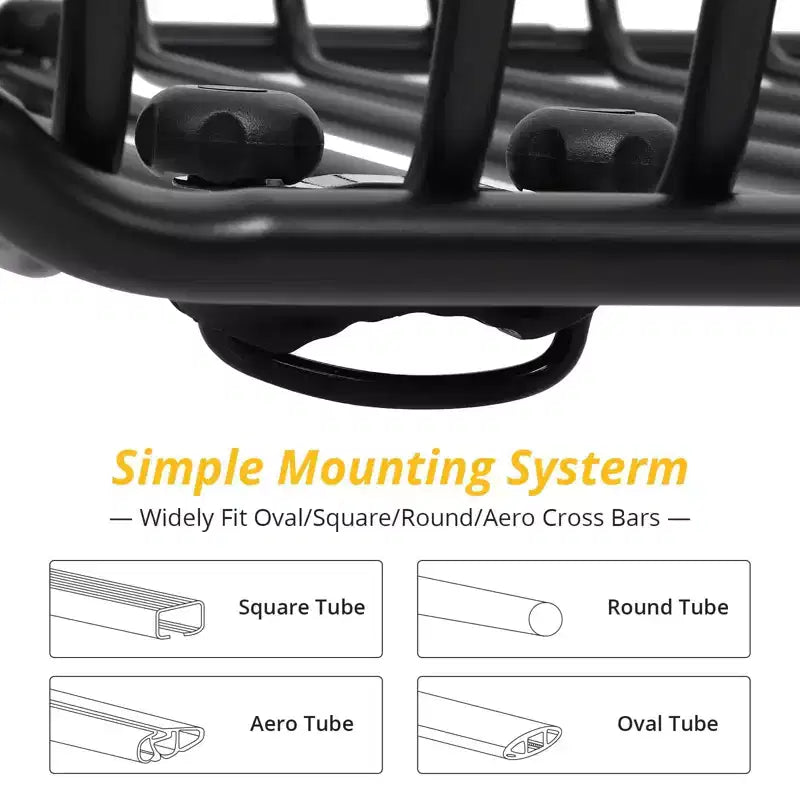 Roof Rack Basket, 63''x43''x6.3'' Heavy Duty Steel Cargo Carrier - 165LBS Load Capacity for SUV, Truck, Cars
