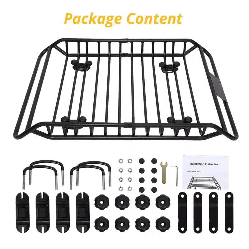 Roof Rack Basket, 63''x43''x6.3'' Heavy Duty Steel Cargo Carrier - 165LBS Load Capacity for SUV, Truck, Cars