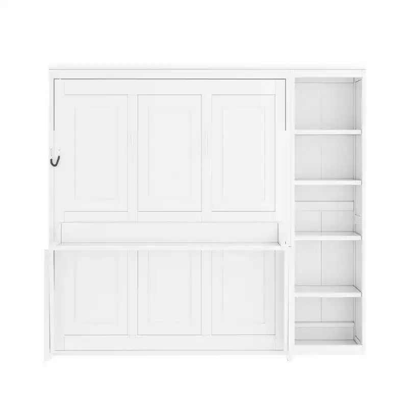Murphy Bed with Fold-Out Desk & Bookshelves, Space-Saving Wall Bed