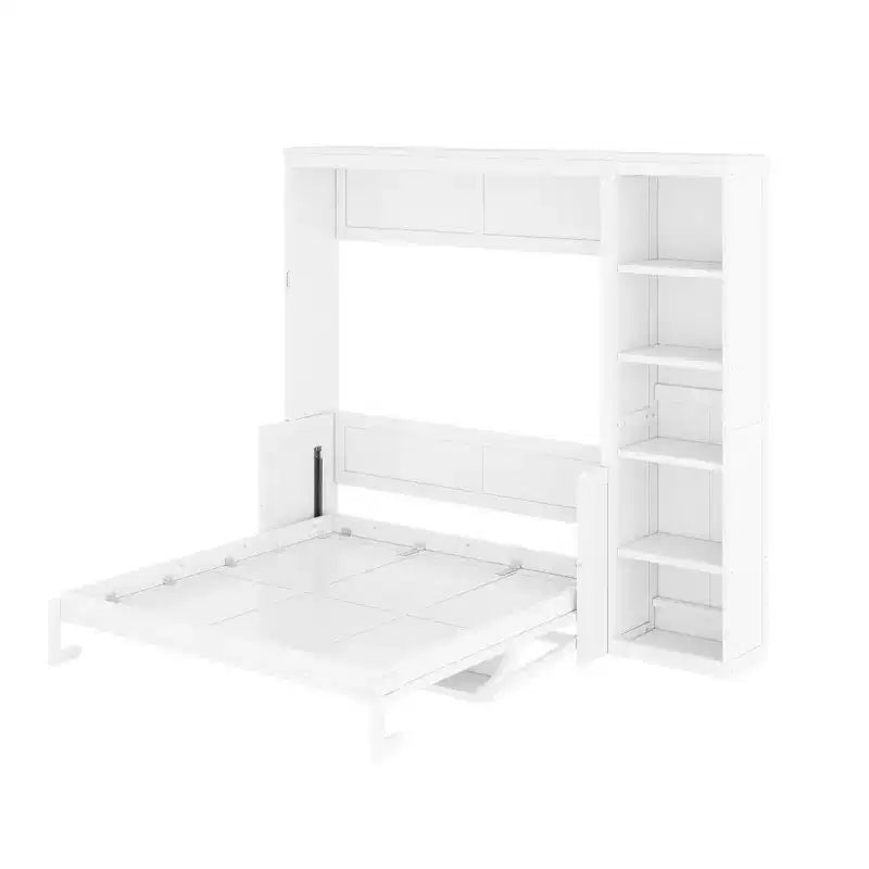 Murphy Bed with Fold-Out Desk & Bookshelves, Space-Saving Wall Bed