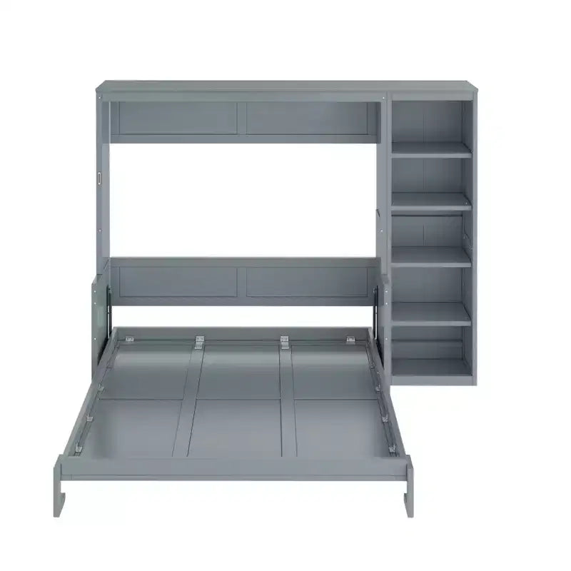 Murphy Bed with Fold-Out Desk & Bookshelves, Space-Saving Wall Bed