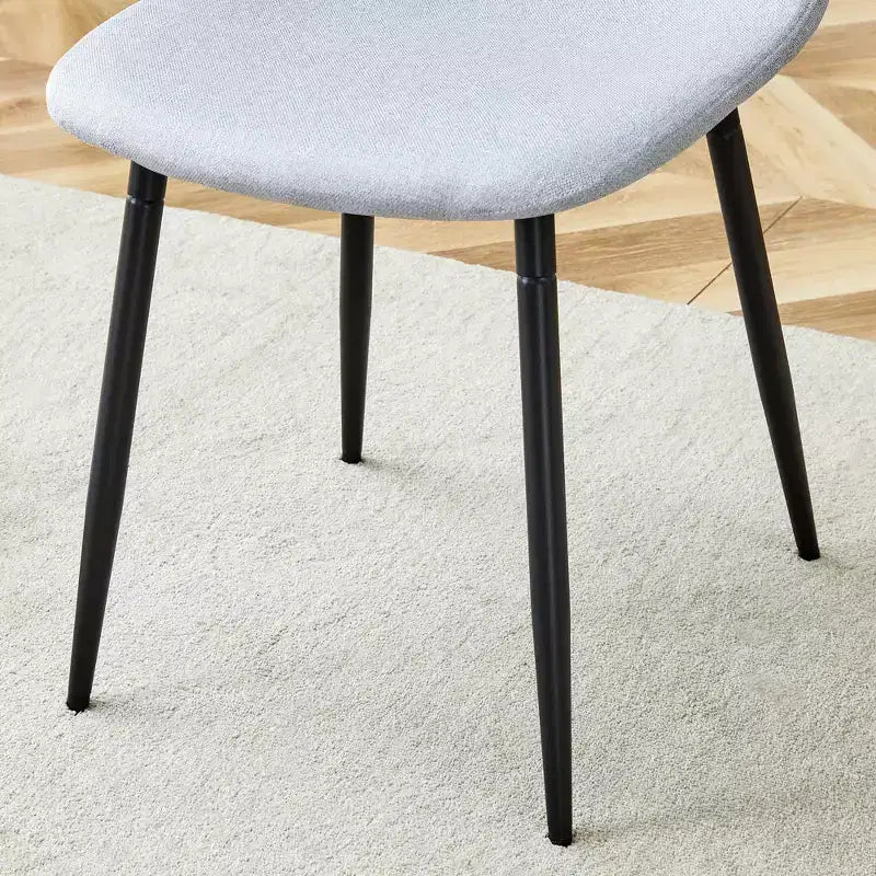Set of 6 Linen Cotton Dining Chairs, Light Gray, Integrated Seat & Backrest, Modern Style