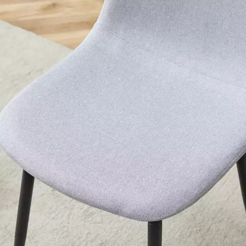 Set of 6 Linen Cotton Dining Chairs, Light Gray, Integrated Seat & Backrest, Modern Style