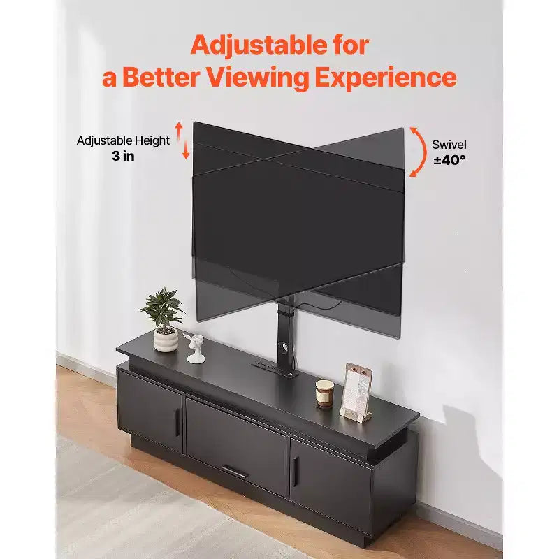 60" TV Stand with Mount for up to 75" TVs, Entertainment Center with Power Outlet, Height Adjustable, Black