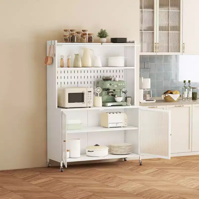Tall Buffet Cabinet with Storage, Sideboard with Glass Doors & Adjustable Shelves for Kitchen, Dining Room