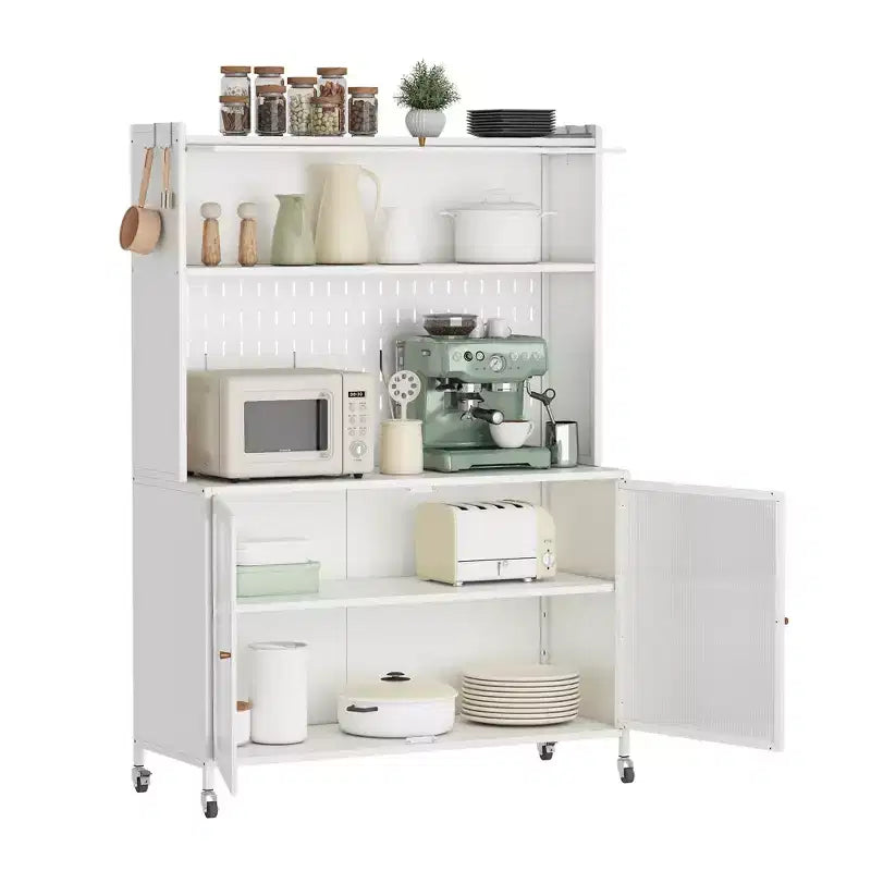 Tall Buffet Cabinet with Storage, Sideboard with Glass Doors & Adjustable Shelves for Kitchen, Dining Room