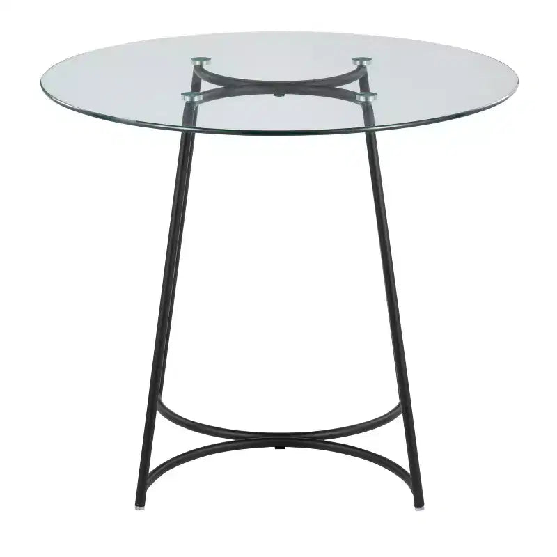 Modern Round Dining Table with Clear Glass Top for Dining Room