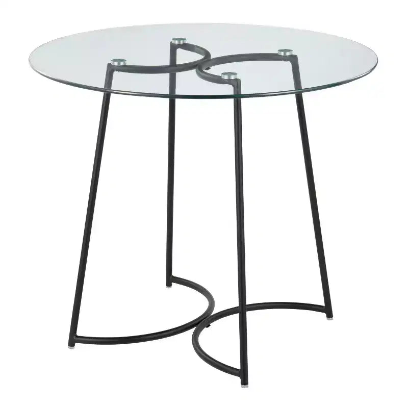 Modern Round Dining Table with Clear Glass Top for Dining Room
