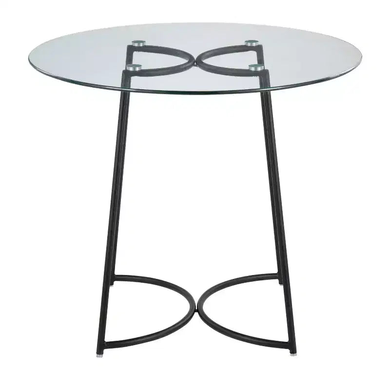 Modern Round Dining Table with Clear Glass Top for Dining Room