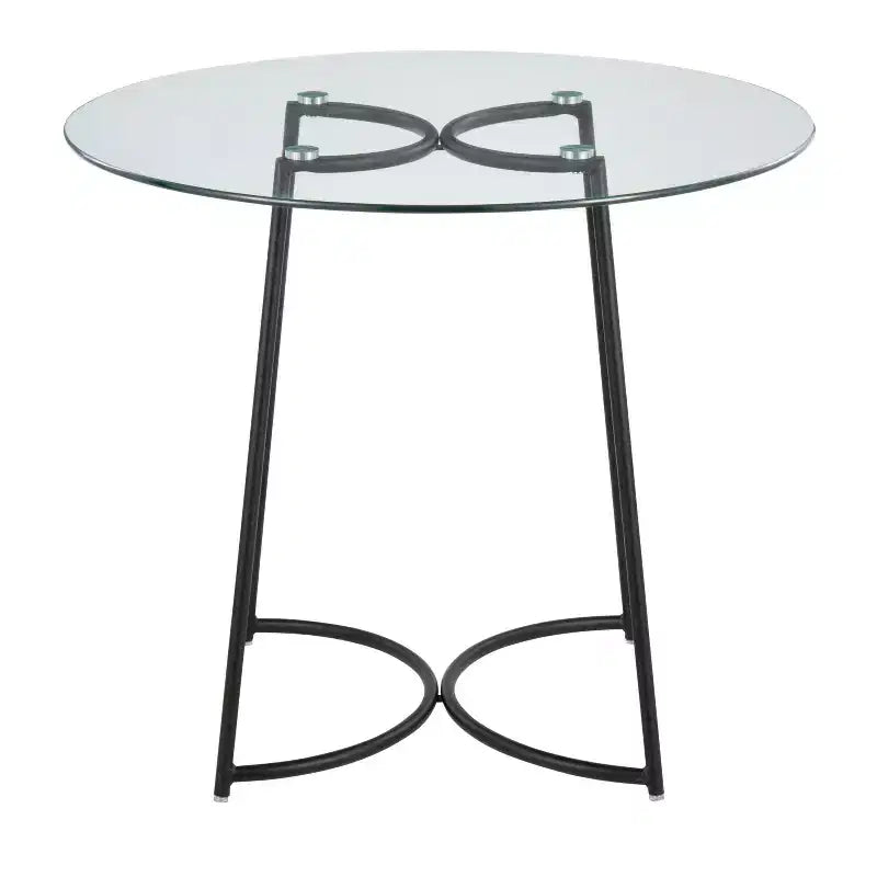 Modern Round Dining Table with Clear Glass Top for Dining Room