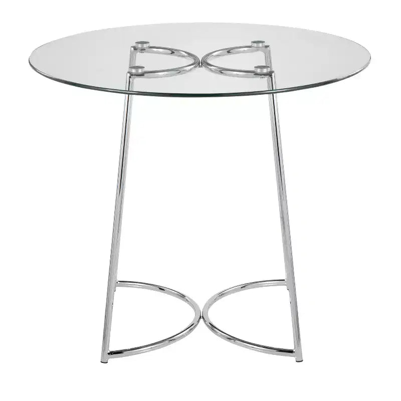 Modern Round Dining Table with Clear Glass Top for Dining Room
