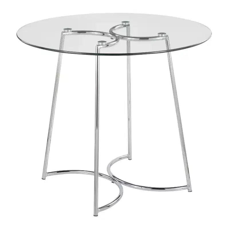 Modern Round Dining Table with Clear Glass Top for Dining Room