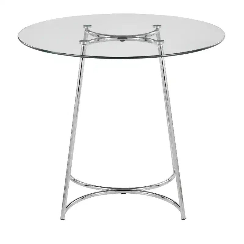 Modern Round Dining Table with Clear Glass Top for Dining Room