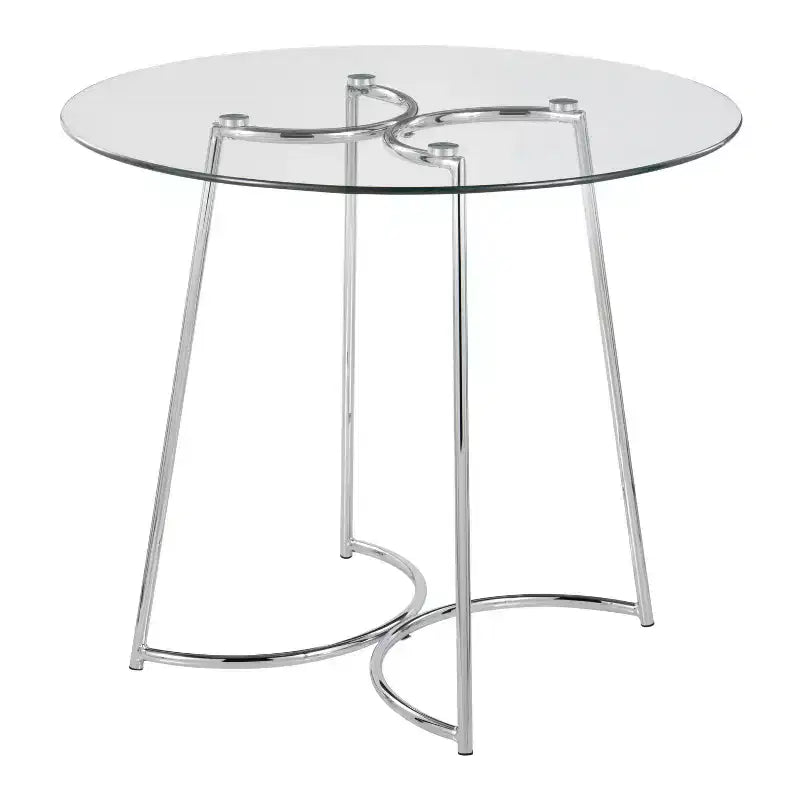 Modern Round Dining Table with Clear Glass Top for Dining Room