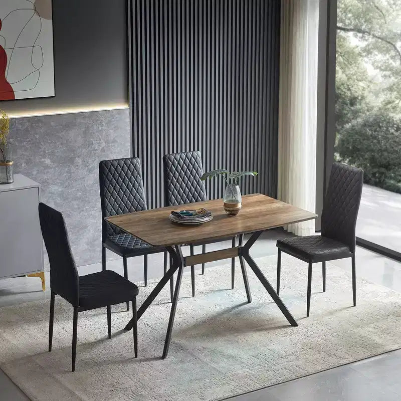 Modern Minimalist Wood Dining Table for Dining Room, Seats 4