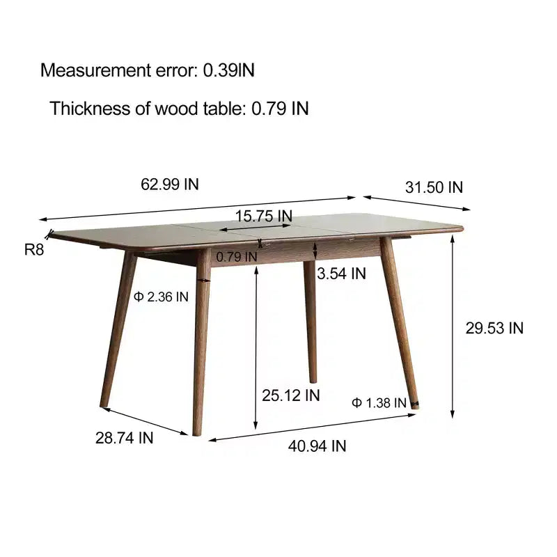 Modern Minimalist Wood Dining Table for Dining Room, Seats 4