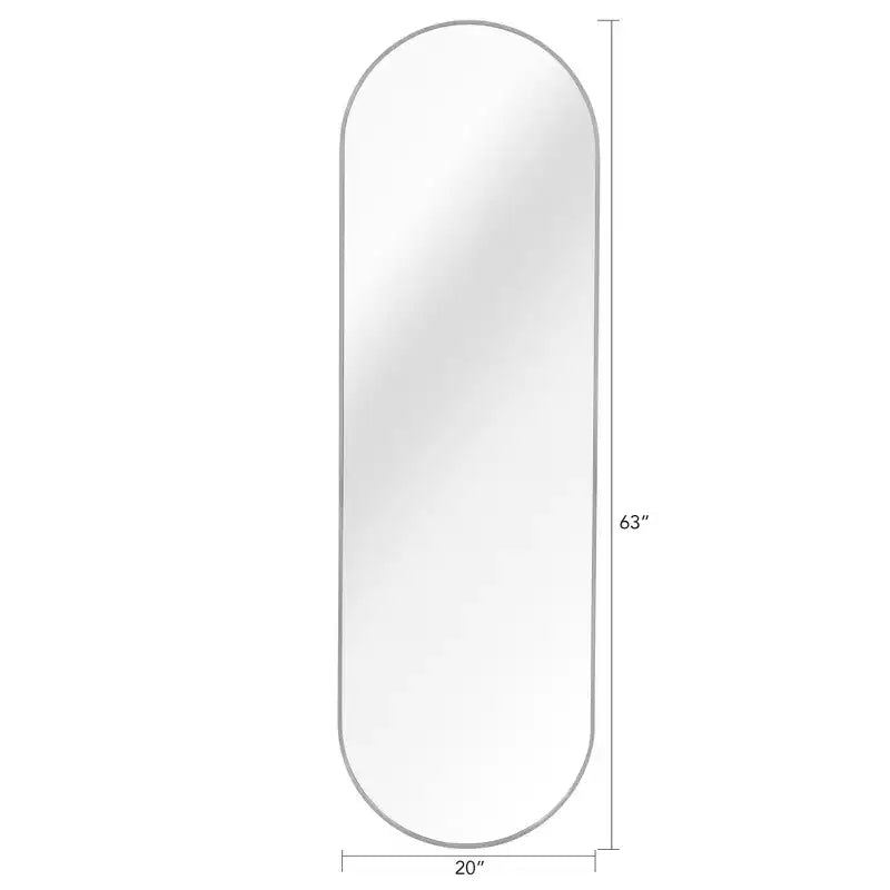 63x20 Inch Pill-Shaped Full-Length Mirror, Shatterproof Design