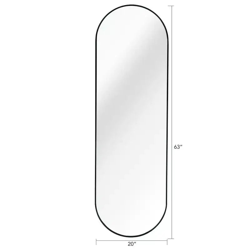 63x20 Inch Pill-Shaped Full-Length Mirror, Shatterproof Design