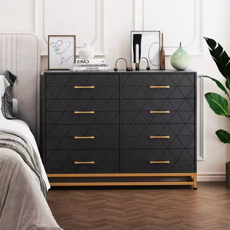 Black 8-Drawer Tall Dresser with Soft-Close Glides & Anti-Tip Kit, 36.2"H Space-Saving Storage Organizer