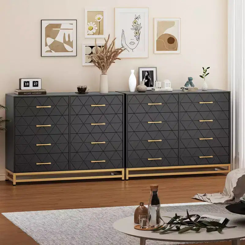 Black 8-Drawer Tall Dresser with Soft-Close Glides & Anti-Tip Kit, 36.2"H Space-Saving Storage Organizer