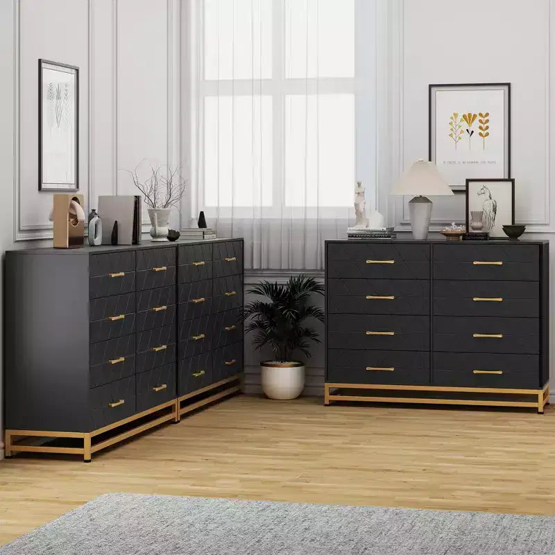 Black 8-Drawer Tall Dresser with Soft-Close Glides & Anti-Tip Kit, 36.2"H Space-Saving Storage Organizer
