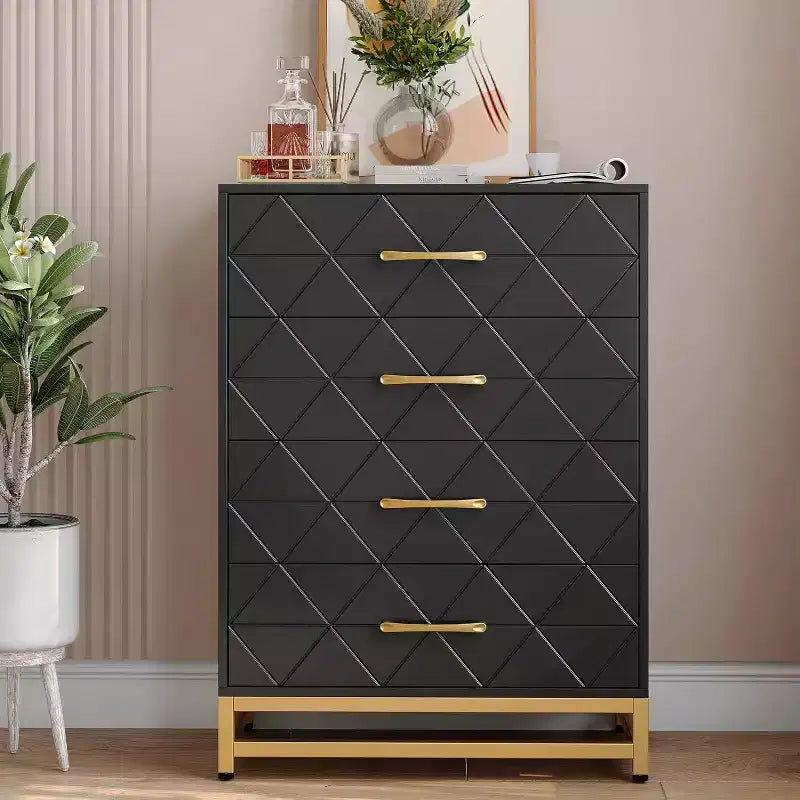 4-Drawer Tall Dresser with Soft-Close Glides & Metal Handles, Modern Storage Organizer for Bedroom & Closet