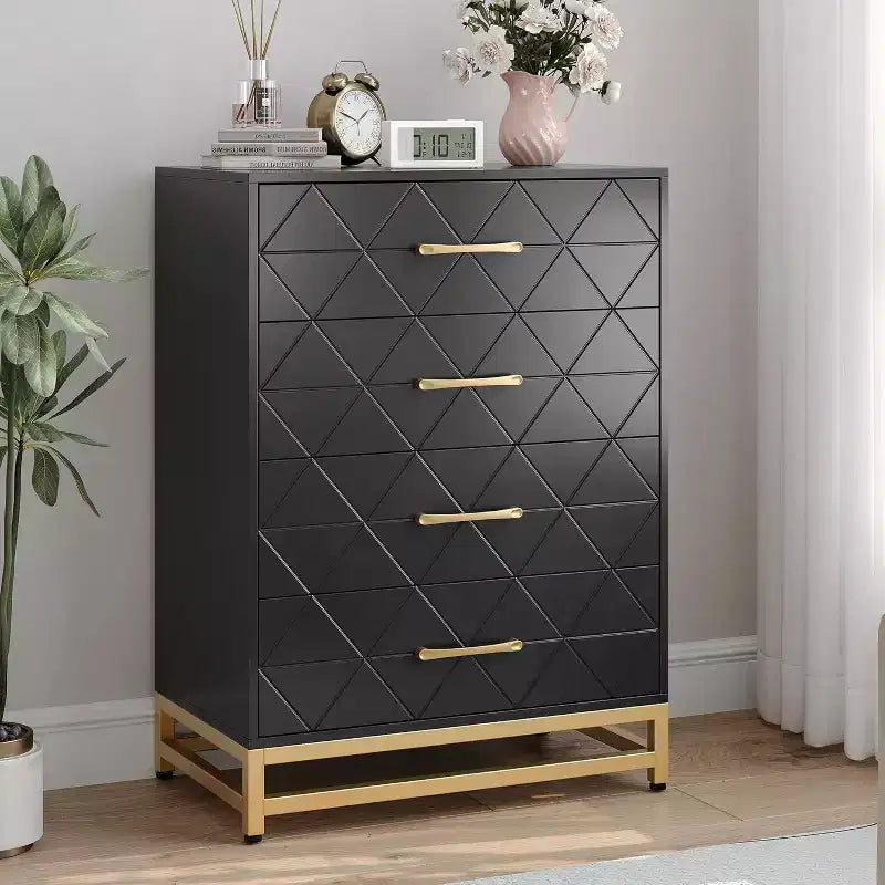 4-Drawer Tall Dresser with Soft-Close Glides & Metal Handles, Modern Storage Organizer for Bedroom & Closet