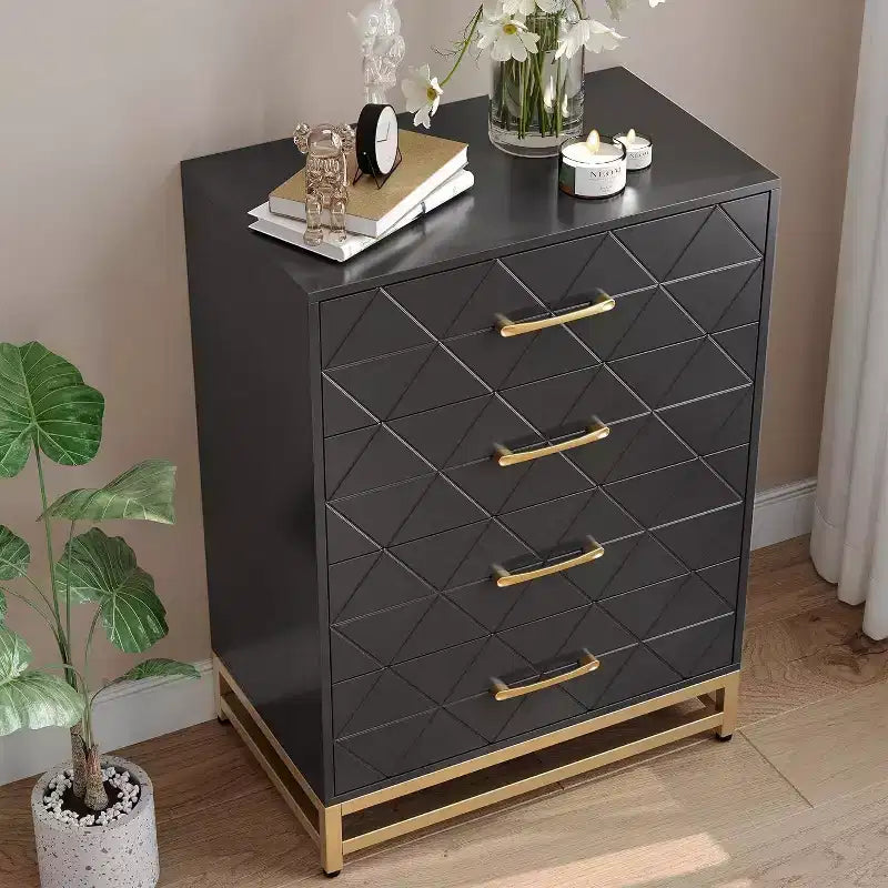 4-Drawer Tall Dresser with Soft-Close Glides & Metal Handles, Modern Storage Organizer for Bedroom & Closet